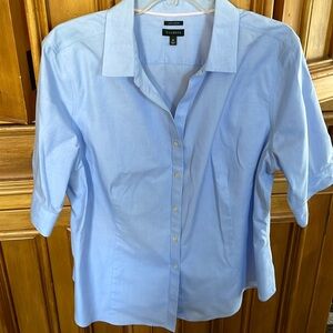 Talbots, size 20, wrinkle resistant, short sleeve dress shirt, light blue, EUC.